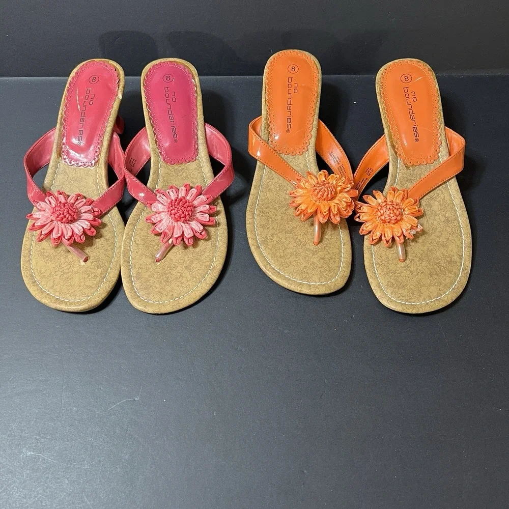 Womens Sandals Size 8 No Boundries Shoes Pink Orange Sandals Set Of 2